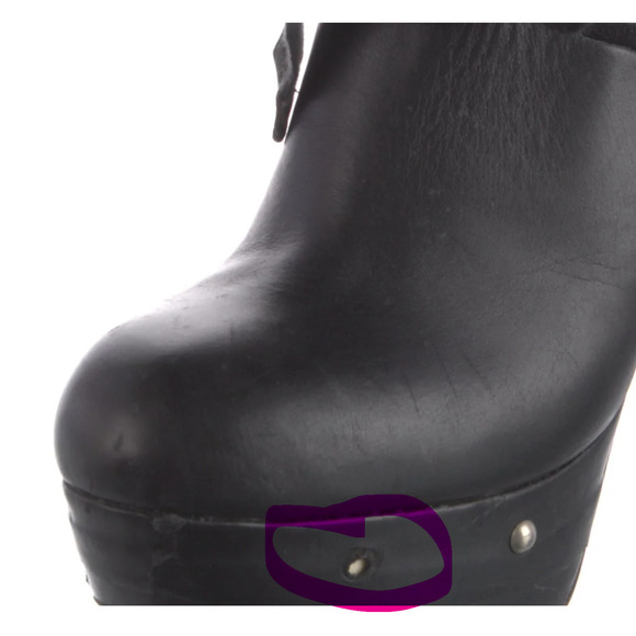 Marni Black Leather Platform Mules Women’s Size 6.5 Round Toe Slip On Tie - Picture 6 of 9